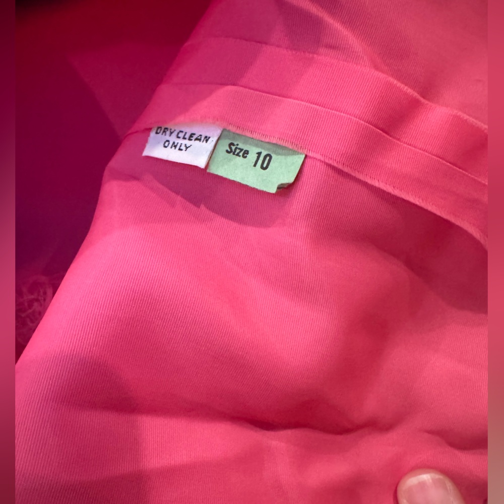 Vintage 80s Hot Pink Prom Formal Dress with Lace and Puff Sleeves Size 2 - Picture 10 of 10